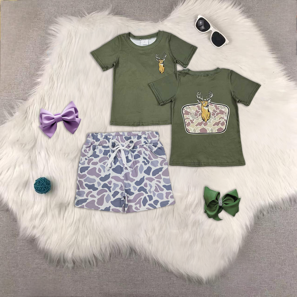 RTS NO MOQ HOT SELL baby boys clothes short sleeve Camouflage shorts set