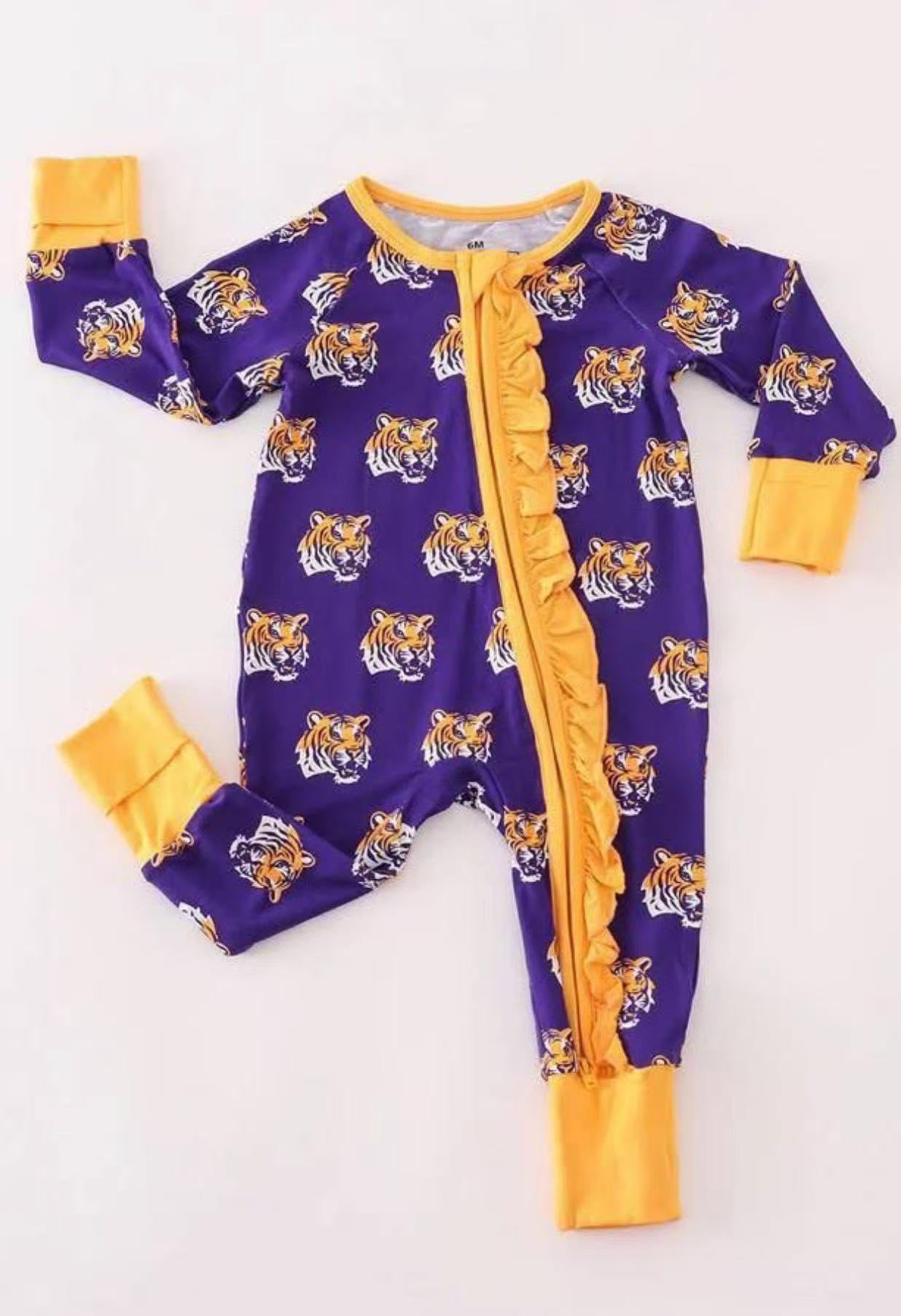 Custom summer teams baby girls clothes team purple long sleeve pants sets 2 and rompers 2-25.7.25