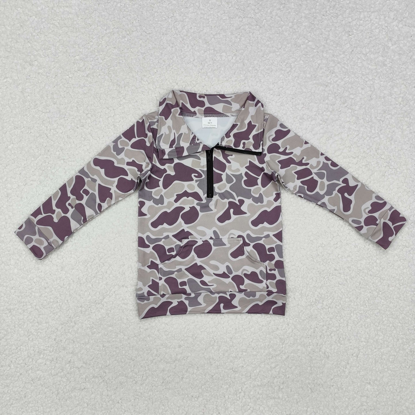 RTS NO MOQ ETA 5/7days arrived BT1036 Pocket camouflage zipper long-sleeved top