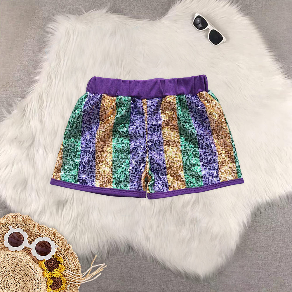 RTS NO MOQ Sbaby girls clothes summer Sequin Stripe Shorts