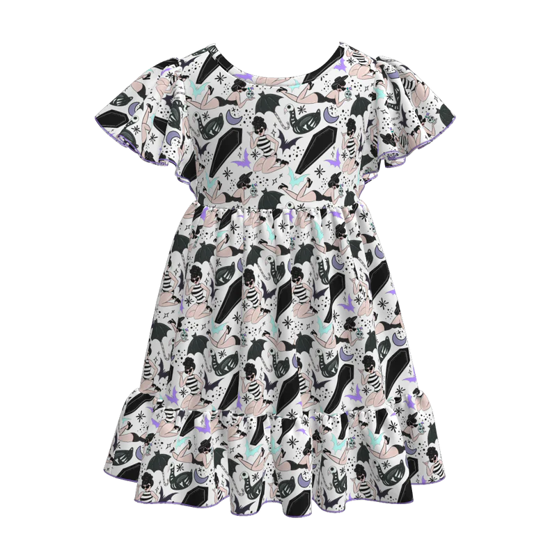 Custom moq 5 each style eta 6-7weeks halloween baby girl short sleeve dress and adult dress-25.7.16