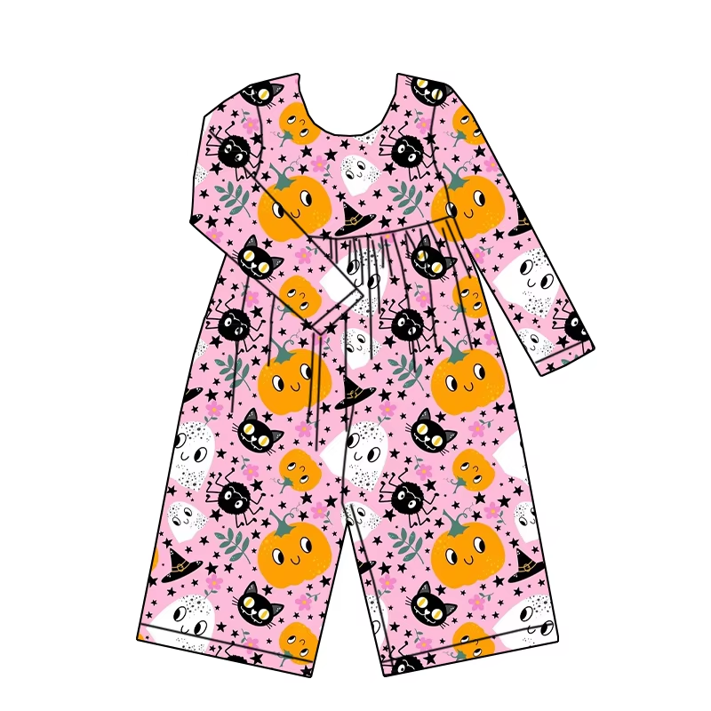 Custom moq 5 each style eta 6-7weeks baby girl clothes pumpkin long sleeve jumpsuit-25.8.15