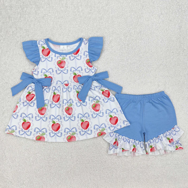 RTS NO MOQ Girls Boys back to school short sleeve Clothes Sets dress