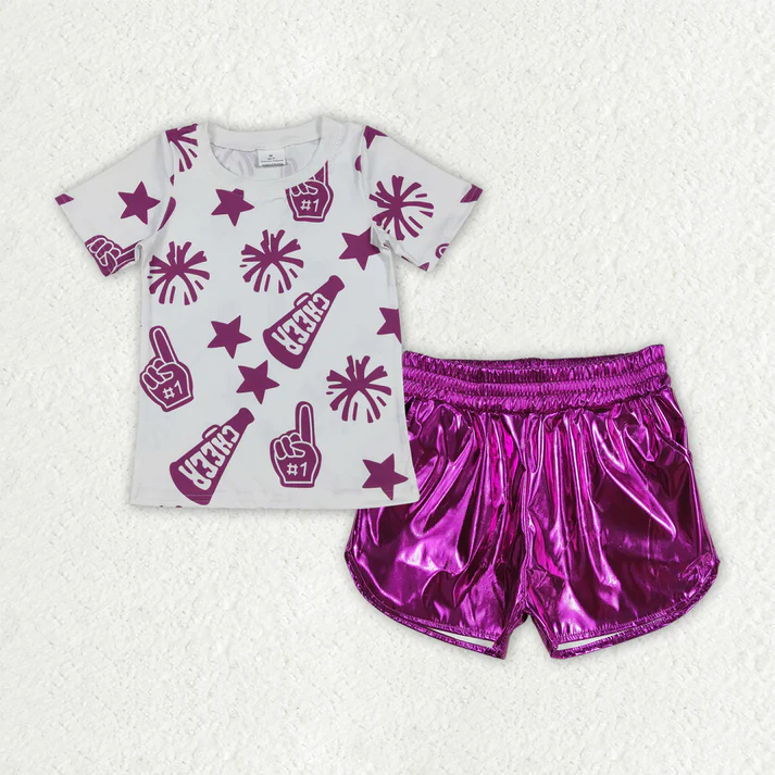 RTS NO MOQ Sibling Baby Girls Boys cheers short sleeve Clothes Sets