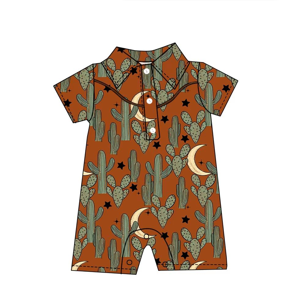 Custom moq 5 each style eta 6-7weeks baby boy clothes catcus short sleeve romper-25.8.9