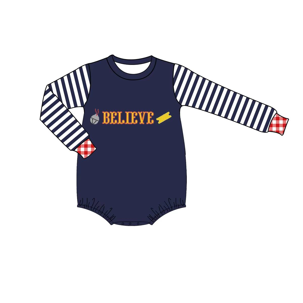 Custom moq 5 each style eta 6-7weeks baby girl clothes BELIEVE long sleeve pants set 2 and rompers 2-25.7.28