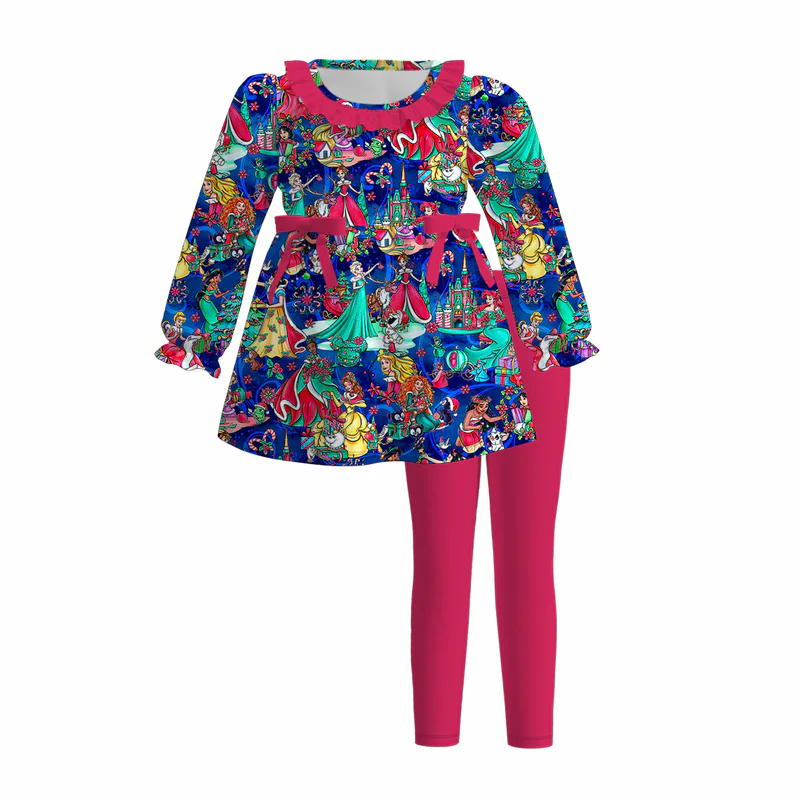Custom moq 5 each style eta 6-7weeks baby girl clothes Christmas long sleeve pants sets 1 and sets 6-25.7.16