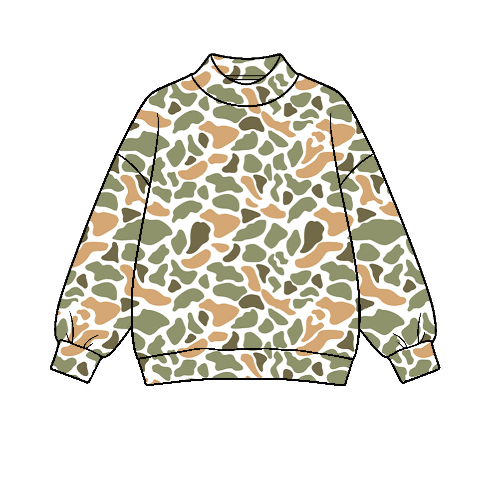 custom moq 5 mix size CAMOSW0102 Adult High Neck Camo Print Long Sleeve Sweatshirt Casual Pullover Top