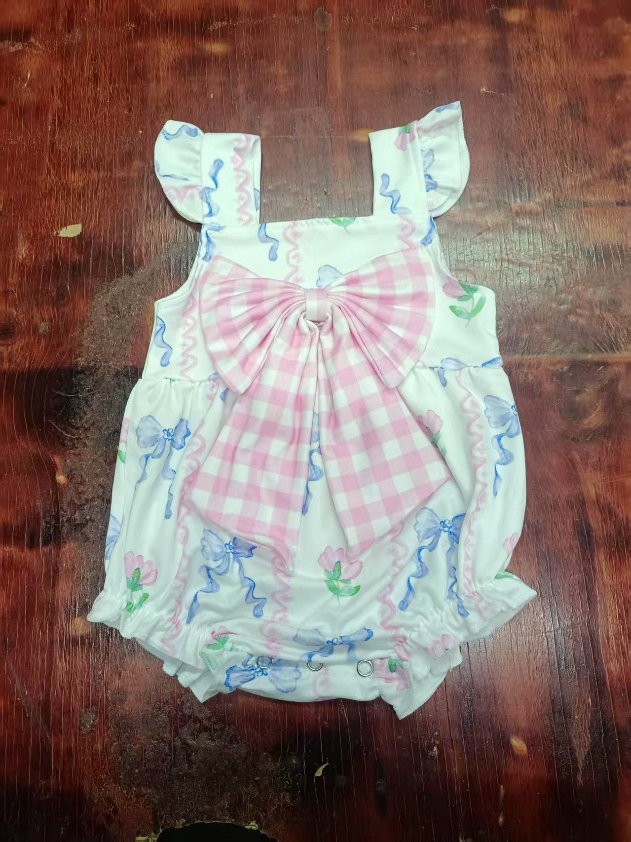 Custom moq 3 eta 6-7weeks baby girl clothes bow flying sleeve romper-25.4.30