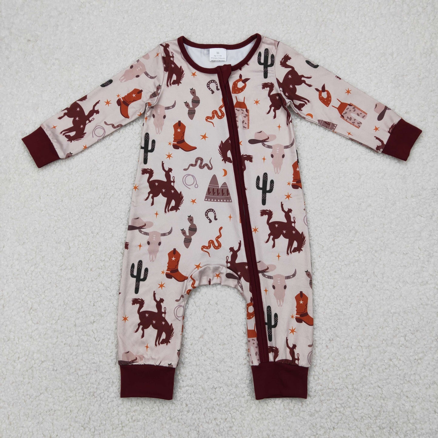 RTS NO MOQ LR2188 Riding Boots Star Brown Zip Long Sleeve Bodysuit