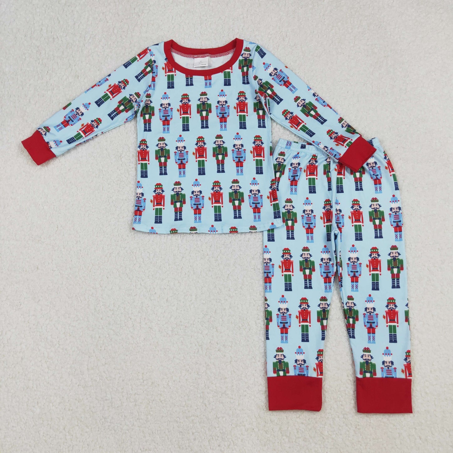RTS NO MOQ（In Stock) BLP1242 Christmas Nutcracker blue long-sleeved pajama set