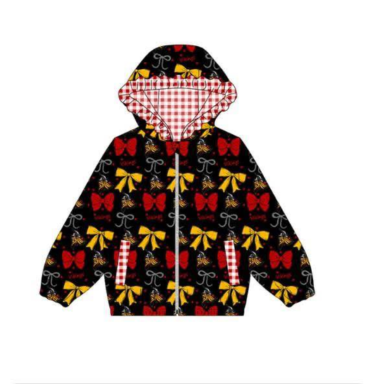 Custom moq 5 mix size milk silk summer teams baby girls clothes lace bow black hooded long sleeve top-25.9.2