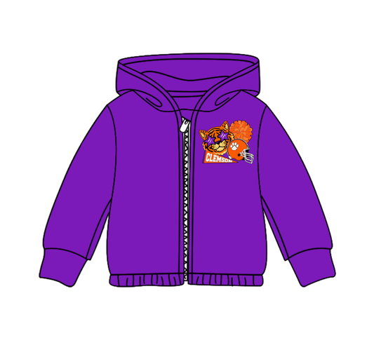 Custom moq 5 mix size milk silk baby girls clothes team purple hooded long sleeve top-25.8.4