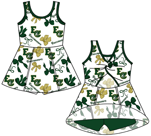 NB010623 Baby Girls Bow Team Sleeveless Yoga Skort Knee Length Dresses