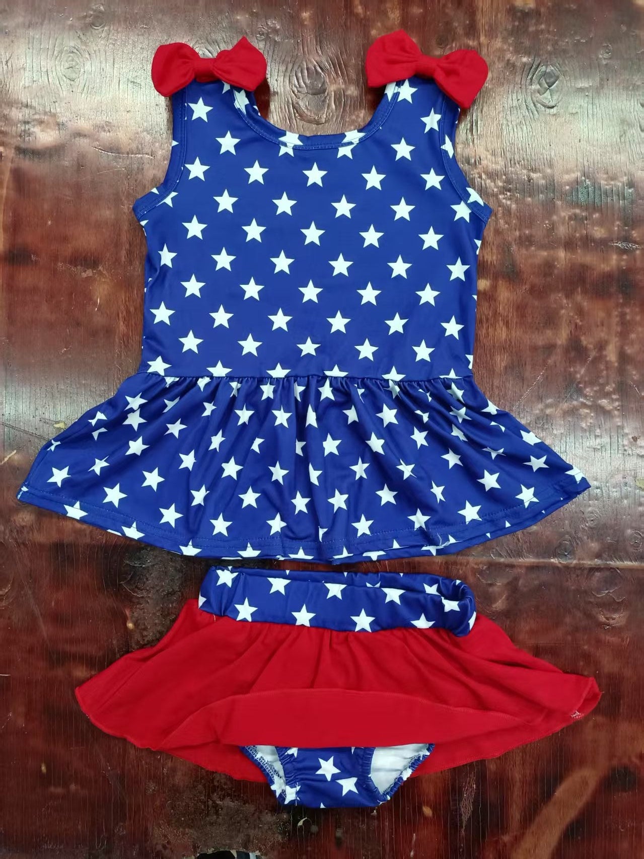Custom moq 3 eta 6-7weeks baby girl clothes stars blue suspenderbriefs sets-25.4.30