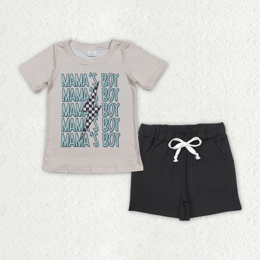 RTS NO MOQ Sibling Baby boy clothes MAMA camouflage Short Sleeve shorts Suits