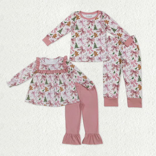 RTS NO MOQ Sibling Baby girls clothes Christmas long-sleeved trousers suits