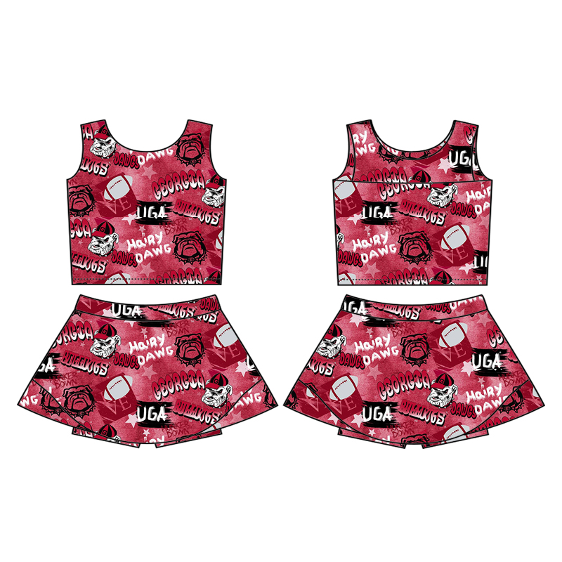 Custom moq 5 mix size milk silk summer teams baby girls clothes team bow brick redsleeveless skirts sets and dress 2 and skirts-25.8.21