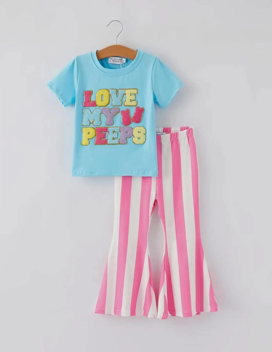 Custom moq 3 eta 7/8week moq 5 eta /4/5week baby girl clothes LOVE Short Sleeve Pants Set