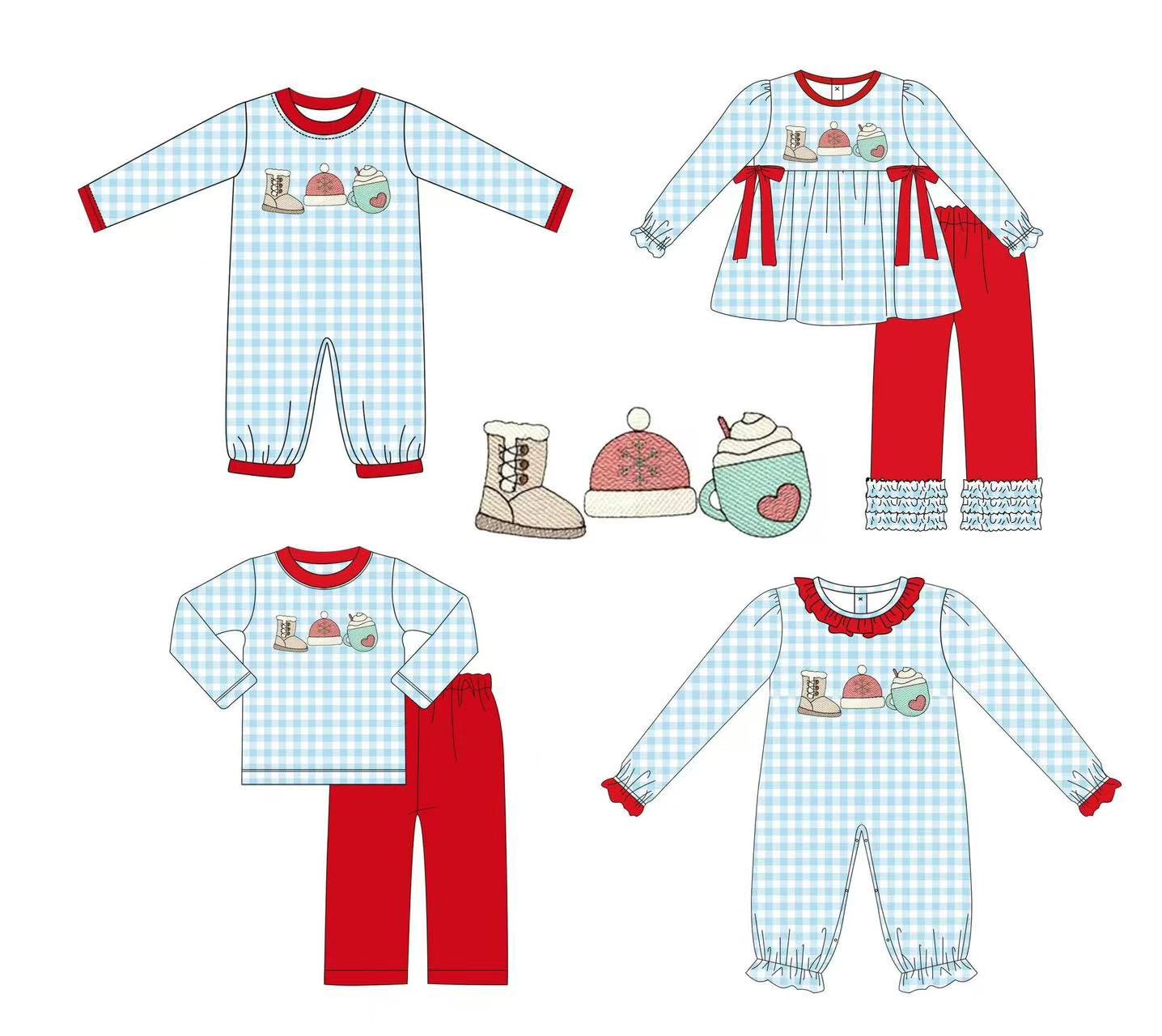 Custom moq 5 each style eta 6-7weeks baby girl clothes Christmas long sleeve pants set 2 and rompers 2-25.8.4
