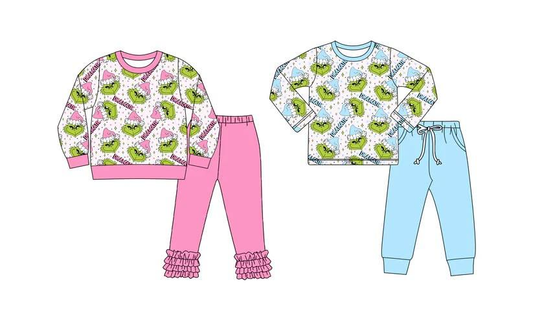 Custom moq 5 each style eta 6-7weeks baby girl clothes Christmas long sleeve pants sets 1 and sets 2-25.8.9