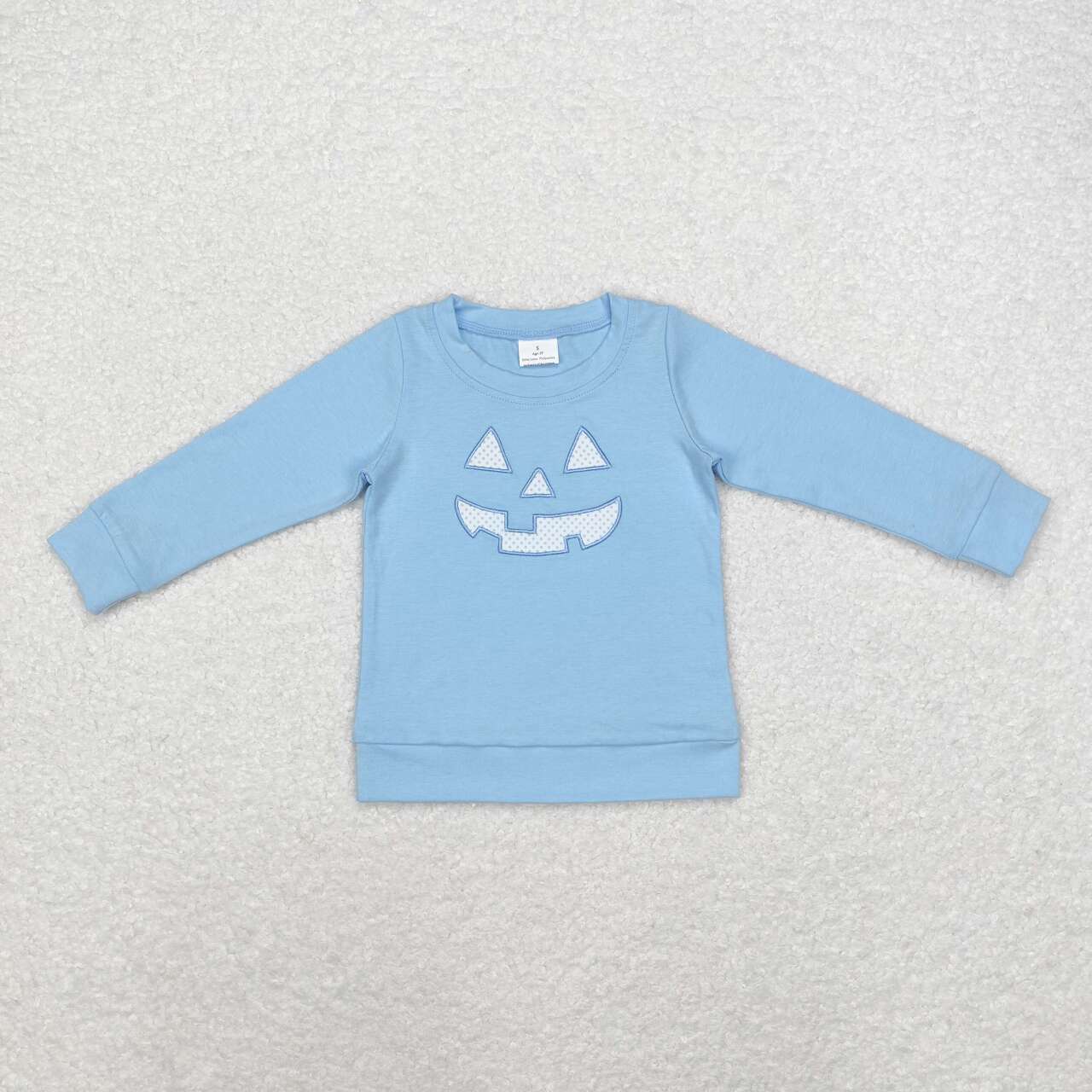 RTS NO MOQ Embroidered Smiley Pumpkin Girls and Boys Tops