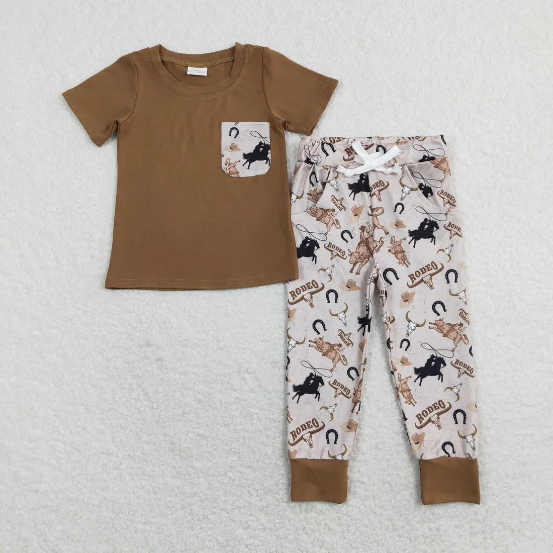 RTS NO MOQ Sibling baby boy clothes RODEO riding horse short sleeve shorts sets 2 and romper and short sleeve pants