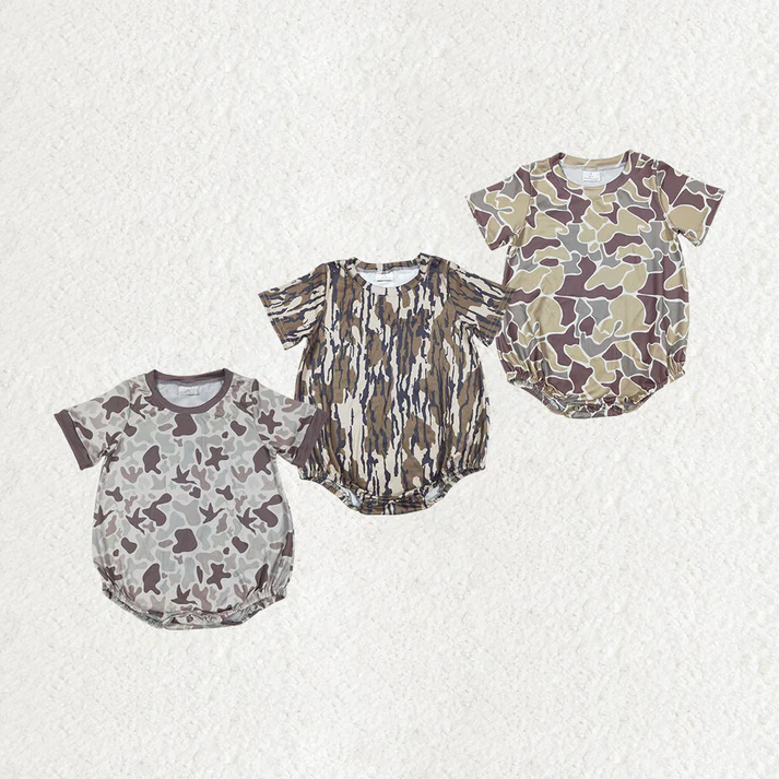 RTS NO MOQ Sibling Baby boy clothes camouflage short sleeve Rompers