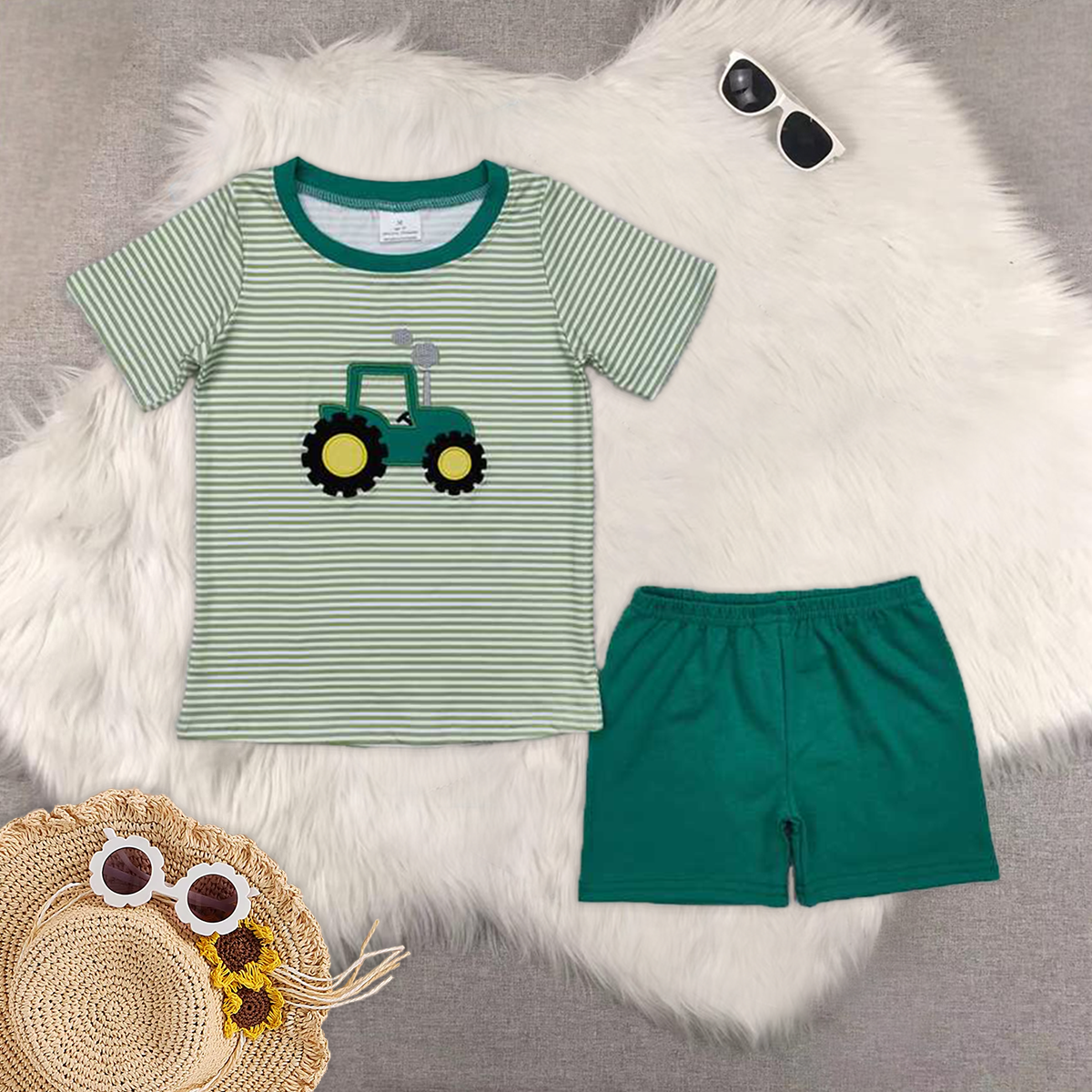 RTS NO MOQ embroidery short-sleeved shorts suit & short-sleeved sets and romper