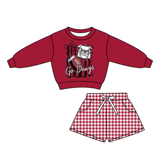 Custom moq 5 mix size milk silk summer teams baby boys clothes dark red long sleeve shorts sets-25.10.28