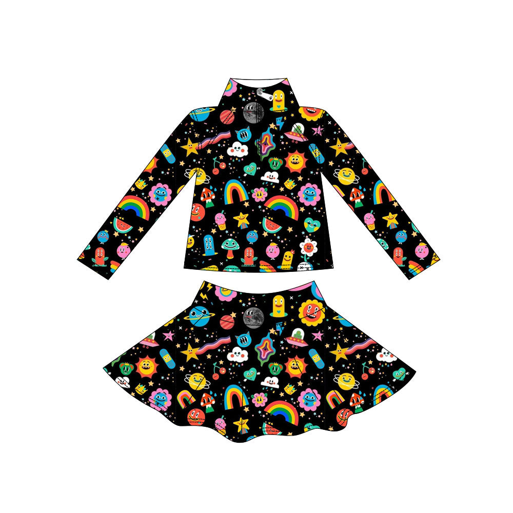 Custom moq 5 mix size milk silk summer baby girls clothes long sleeve skirts sets-25.11.7