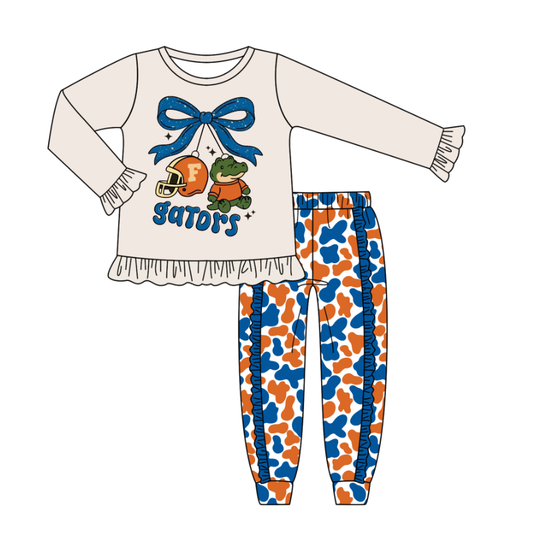 Custom moq 5 mix size milk silk summer team baby boy clothes camouflage bow long sleeve pants sets-25.8.8