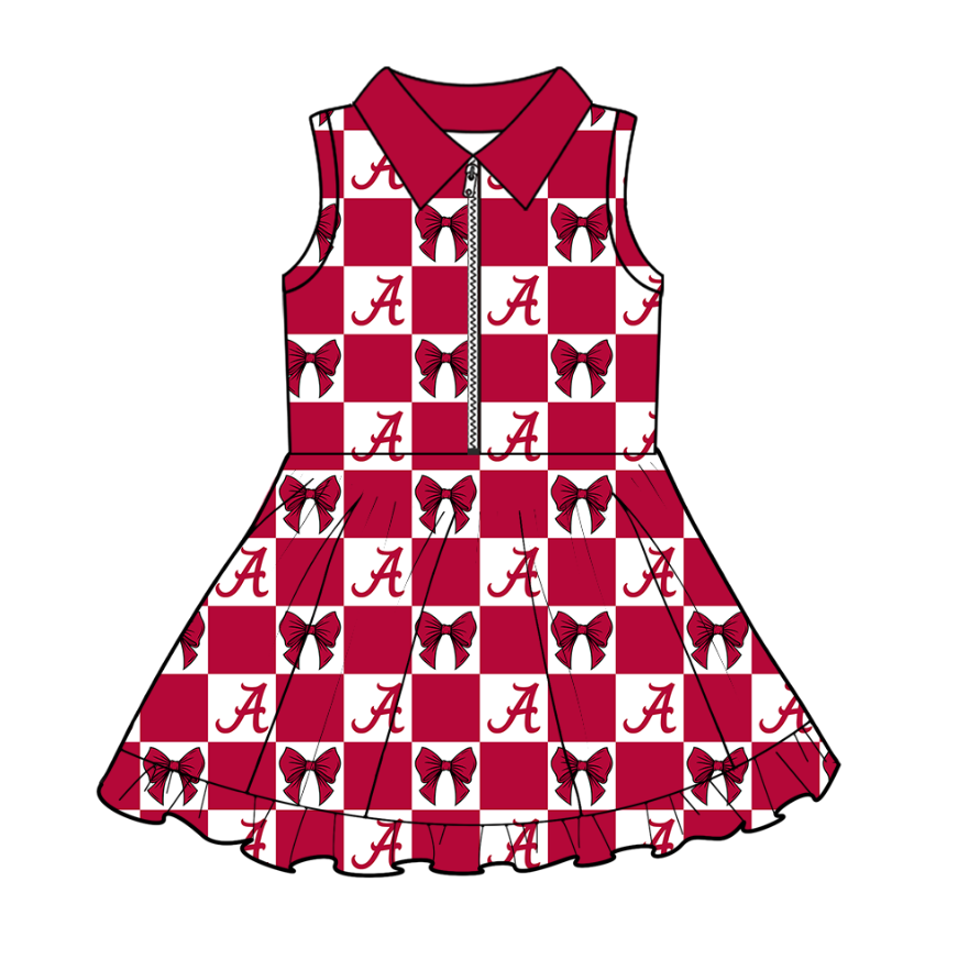 Custom moq 3 or 5 mix size milk silk summer teams baby girl clothes bow red sleeveless dress