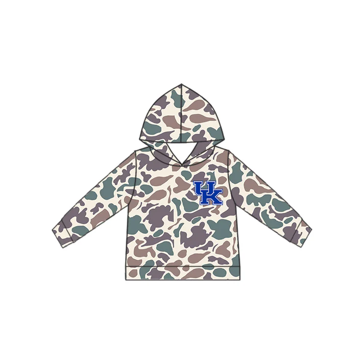 Custom moq 5 each style eta 6-7weeks baby girl clothes team camouflage hooded short sleeve top and long sleeve top-25.7.23