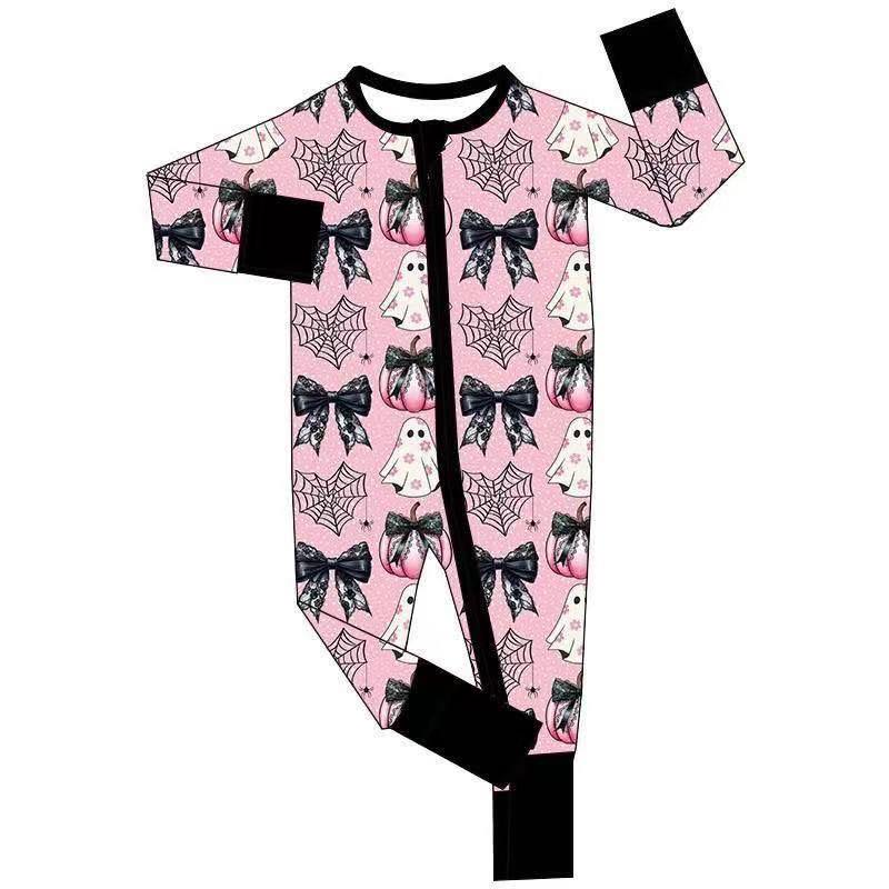 Custom moq 5 each style eta 6-7weeks baby girl clothes bow pink long sleeve pants and romper