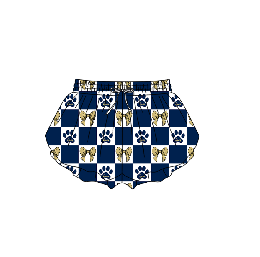 Custom moq 3 or 5 mix size milk silk summer teams baby girl clothes bow blue summer shorts