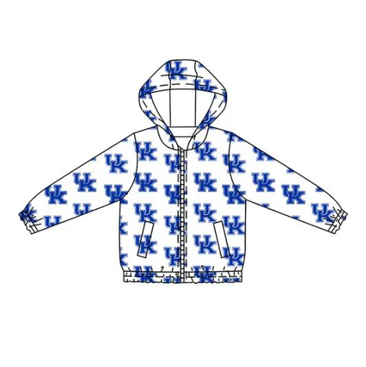 Custom moq 5 mix size milk silk baby girls clothes team blue hooded long sleeve jacket-25.7.25