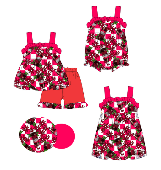Custom summer baby girls clothes short sleeve shorts sets dress romper
