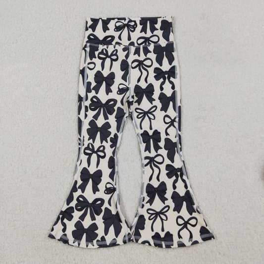 RTS NO MOQ（In Stock) P0775 Beige yoga pants with black bow pattern