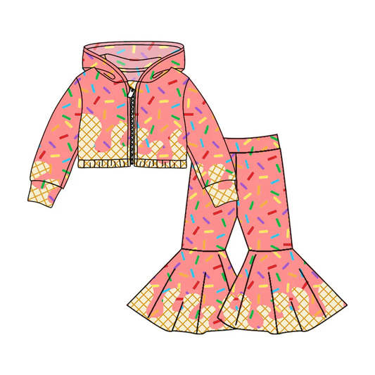 Custom moq 5 mix size milk silk summer teams baby girls clothes hooded long sleeve pants sets-25.8.4