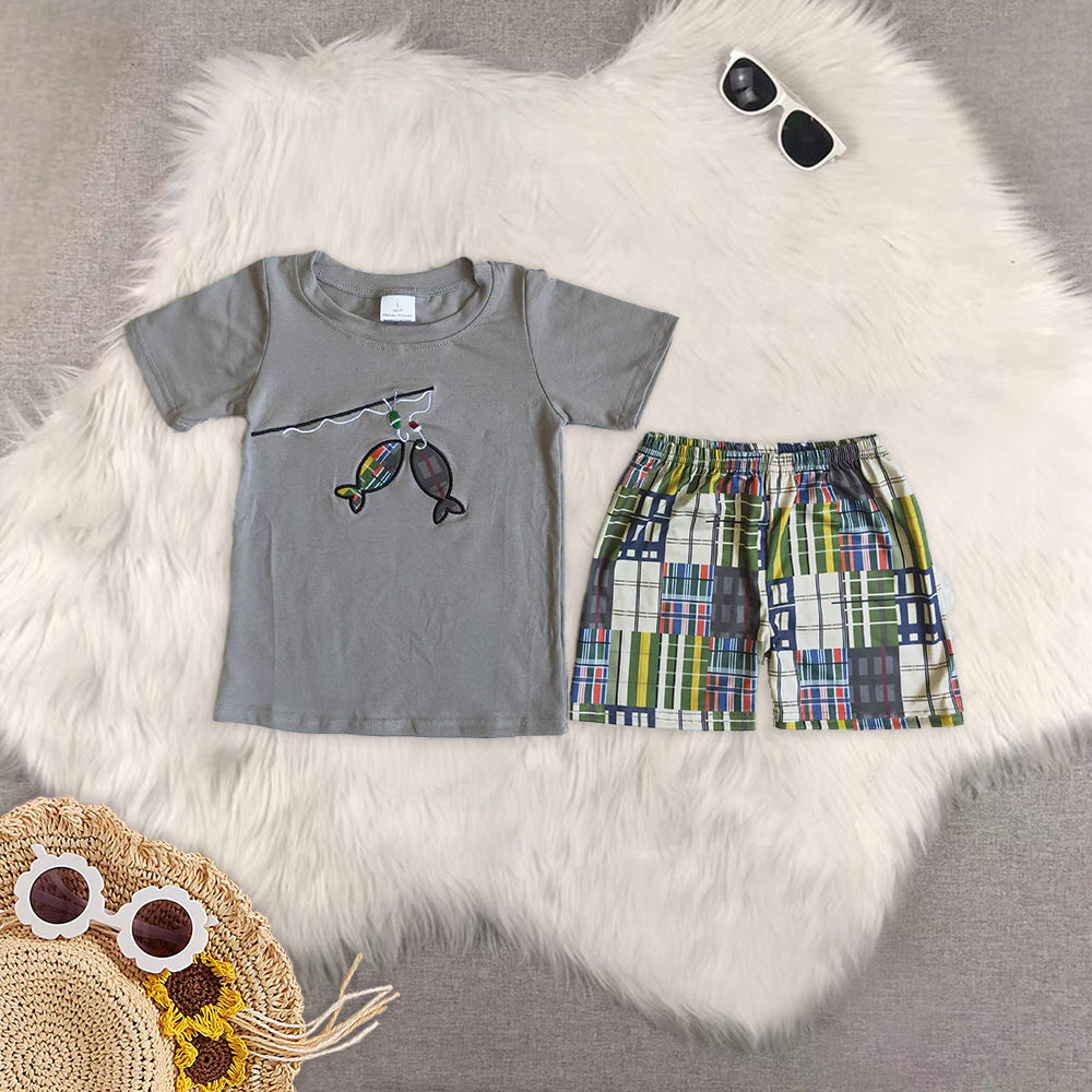 RTS NO MOQ Embroidery short-sleeved shorts suit & short-sleeved sets
