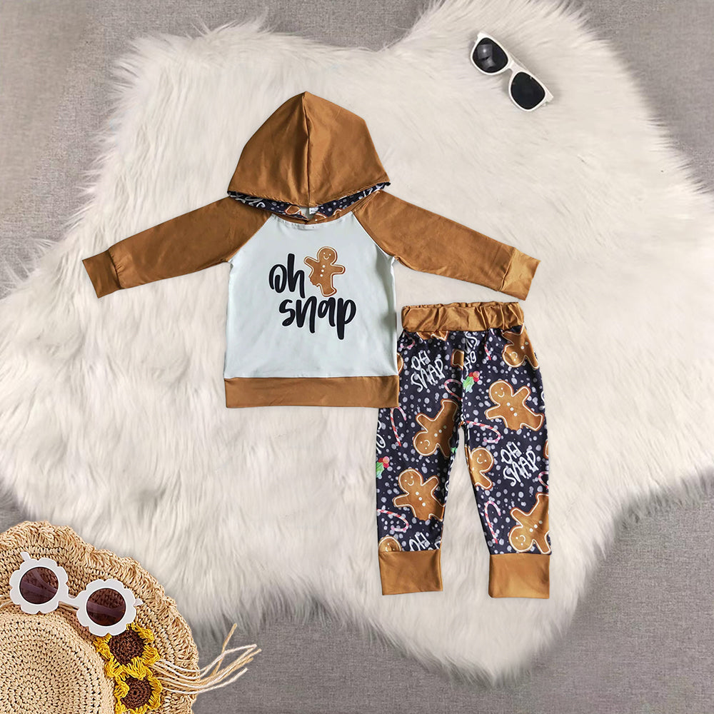 RTS NO MOQ baby boy clothes Christmas hooded long sleeve Clothes Sets