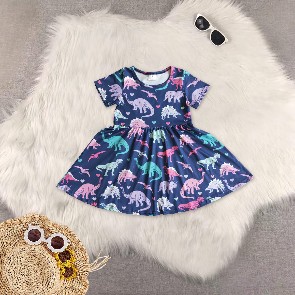 RTS NO MOQ Sibling Baby girl clothes short-sleeved dresses