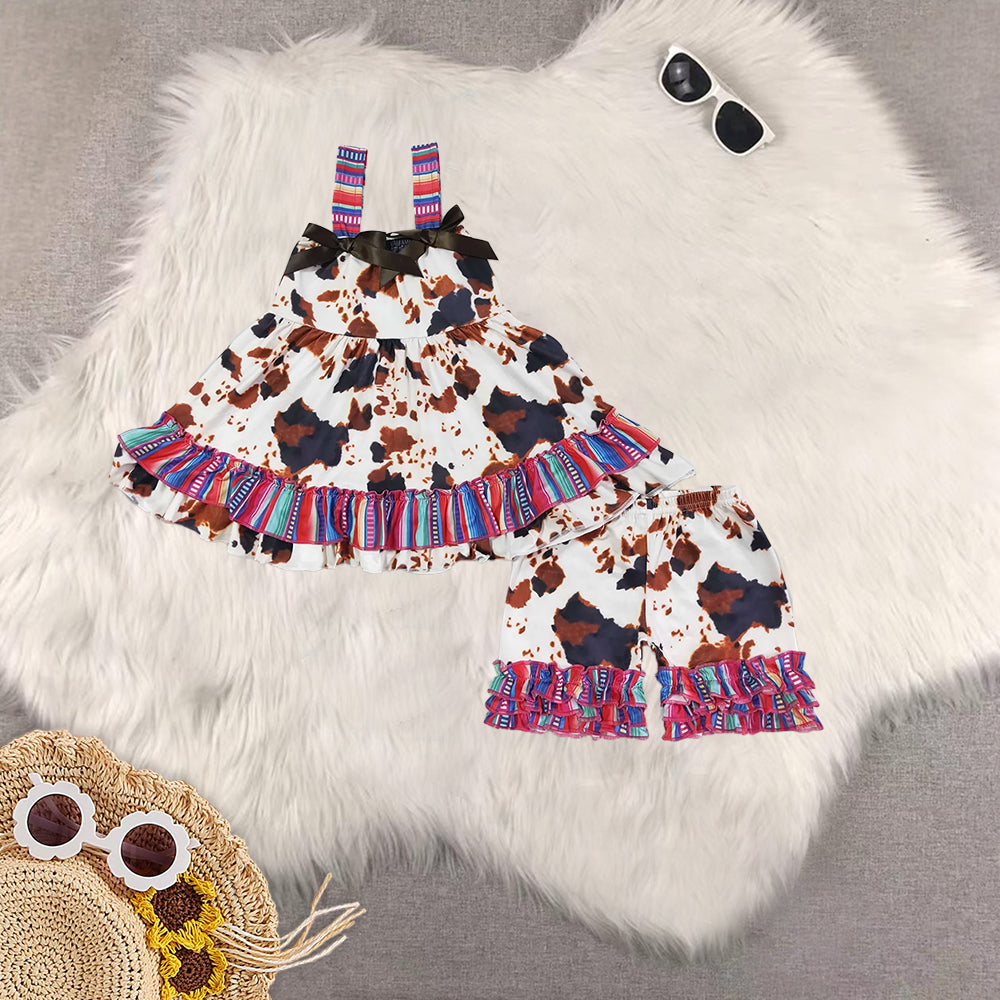 RTS NO MOQ Sibling baby Girls Clothes floral short sleeve shorts Sets