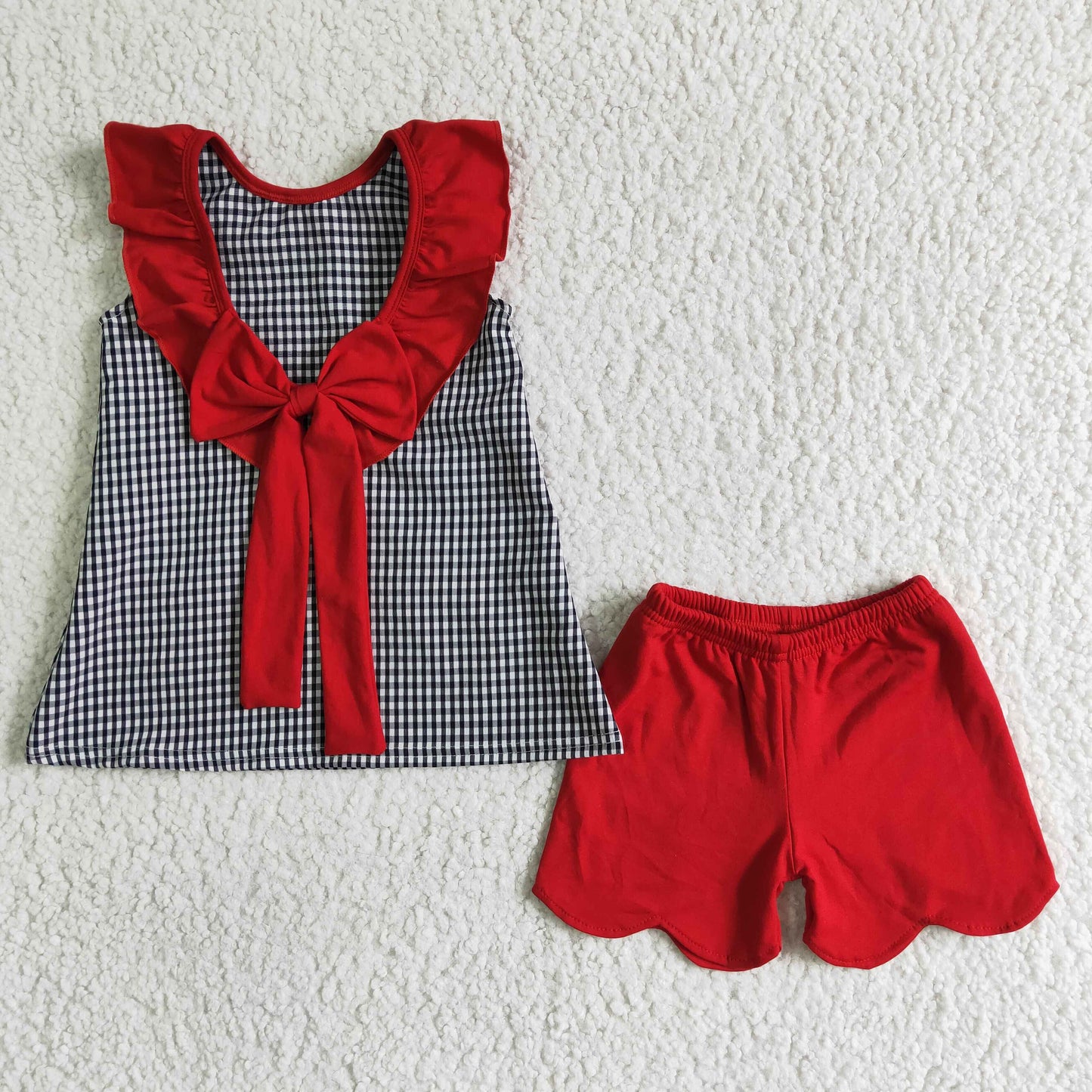 Cute Clothes A15-5 Baby Girls Sweet Embroidery Bow Holiday Daily Clothes Set