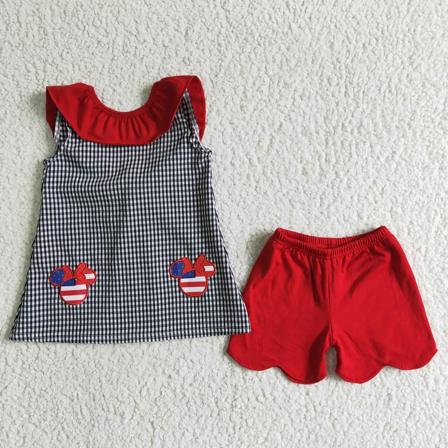 Cute Clothes A15-5 Baby Girls Sweet Embroidery Bow Holiday Daily Clothes Set