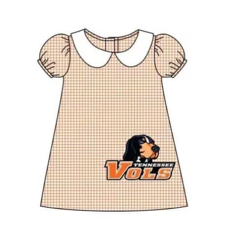 custom moq 5 eta 5-6weeks team Summer orange skirt vols plaid skirt TT dress
