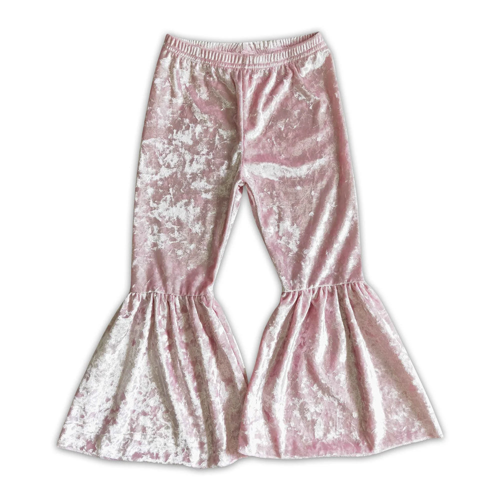 RTS NO MOQ Sibling baby girls clothes Solid color cotton velvet flared pants（副本）