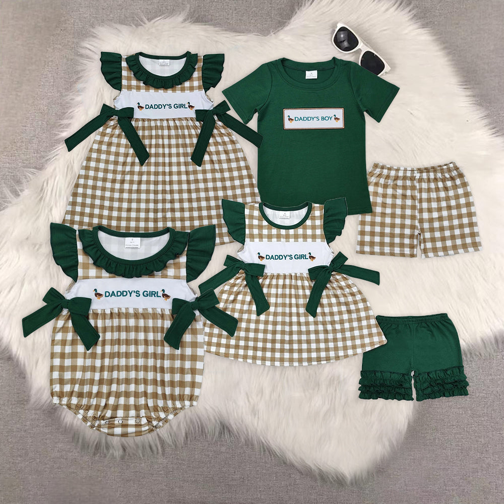 RTS Boys and girls Embroidered Short Sleeve Shorts sets dress rompers