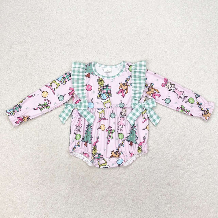 RTS NO MOQ  Baby Girls Christmas Pink Frog Sibling Romper Dresses Clothes Sets